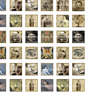 Victorian Steampunk Science & Medicine 5/8 x 5/8 Squares Digital Collage Sheet Instant Download and Print Printable Images image 3