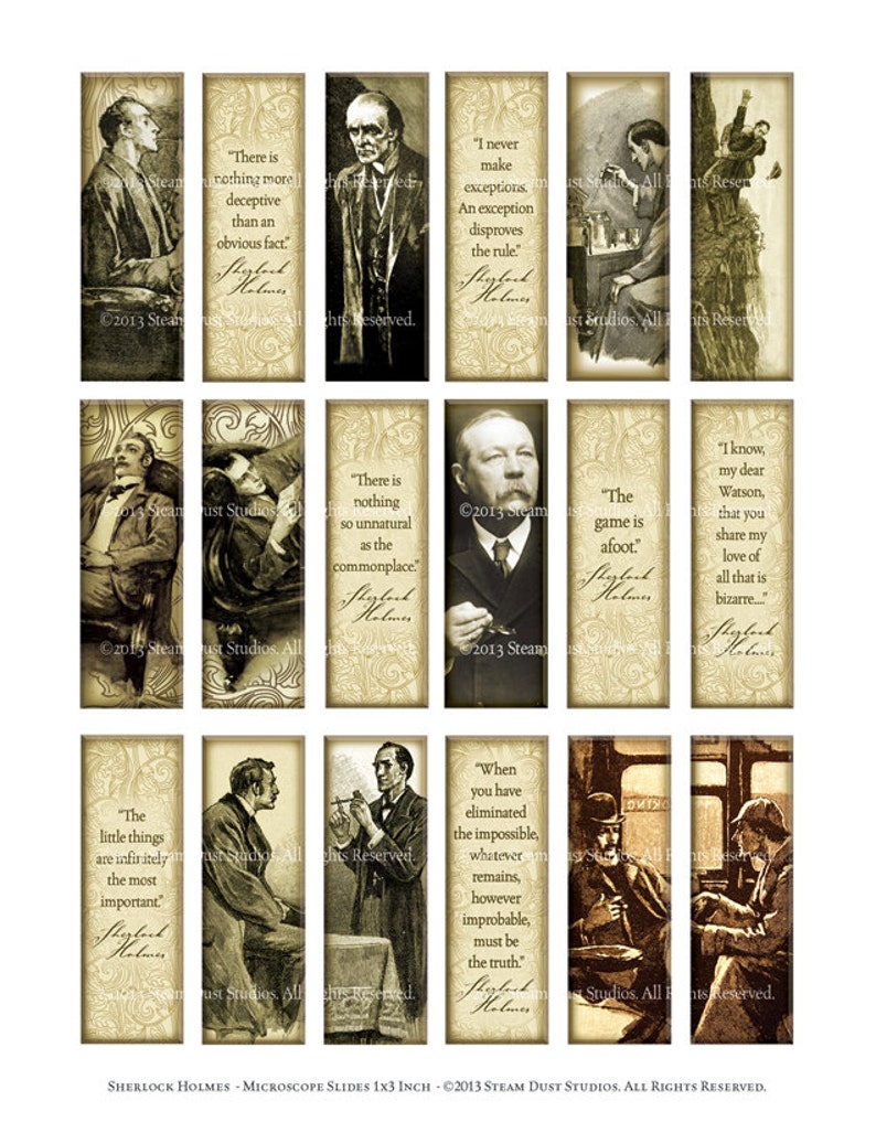 Printable, Junk Journal Stamps, Tags Scrapbooking Ephemera Victorian Sherlock Holmes Coffee Stained Junk Journal Digital Collage image 5