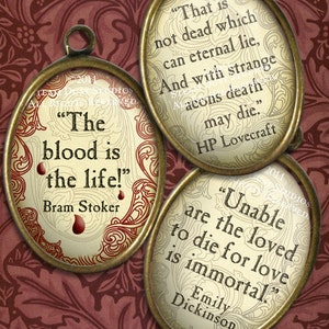 Victorian Goth Vampire Quotes Lovecraft, Poe, Stoker Halloween 18x25mm & 30x40mm Ovals Digital Instant Download Goth Printables image 1