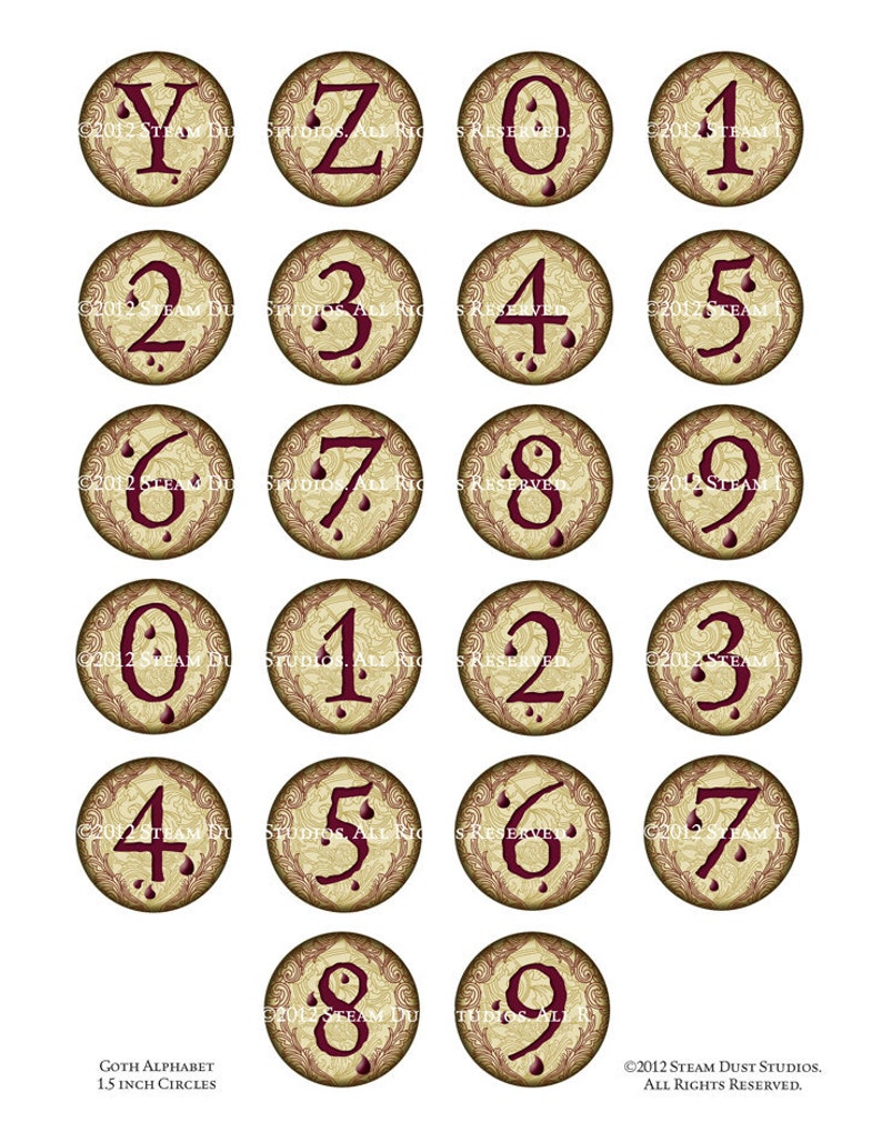 victorian goth textured alphabet and numbers 15 inch etsy