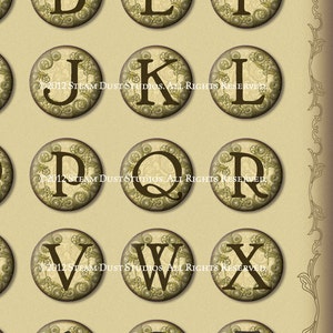 Steampunk Printables, 1 Jewelry Images, Cabochon Images, Scrapbook Ephemera Victorian, Steampunk Alphabet and Numbers Digital Collage image 3