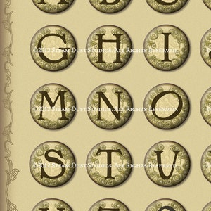 Steampunk Printables, 1 Jewelry Images, Cabochon Images, Scrapbook Ephemera Victorian, Steampunk Alphabet and Numbers Digital Collage image 2