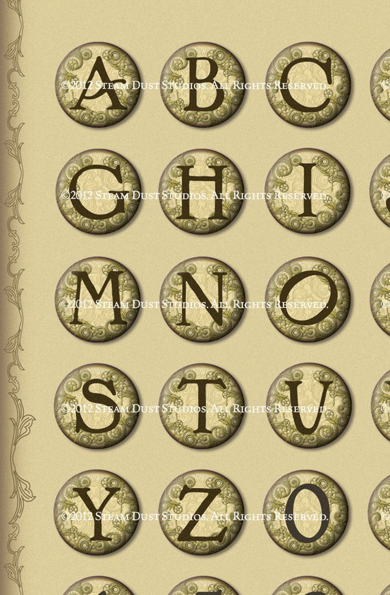 Steampunk Printables, 1 Jewelry Images, Cabochon Images, Scrapbook Ephemera Victorian, Steampunk Alphabet and Numbers Digital Collage image 2