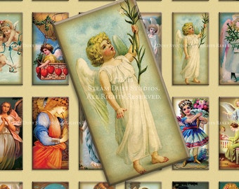 Viktorianische Engel und Putten - 1 x 2 Zoll Domino Kachelbilder - Digital Collage Sheet Instant Download und drucken