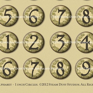 Steampunk Printables, 1 Jewelry Images, Cabochon Images, Scrapbook Ephemera Victorian, Steampunk Alphabet and Numbers Digital Collage image 4