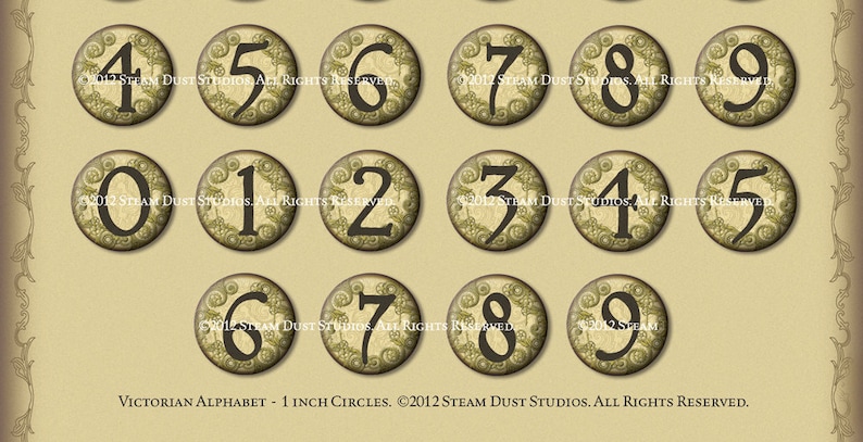 Steampunk Printables, 1 Jewelry Images, Cabochon Images, Scrapbook Ephemera Victorian, Steampunk Alphabet and Numbers Digital Collage image 4