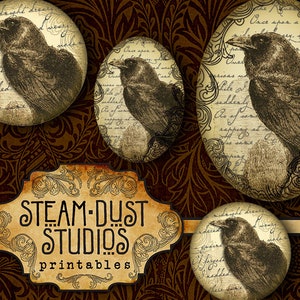 Printable, Scrapbook, Junk Journal, Junk Journal Stamps - Edgar Allan Poe - Victorian Goth Raven - Coffee Stained Ephemera - Digital Collage