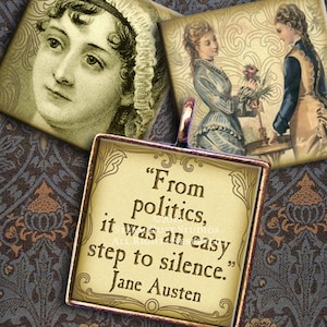 Jane Austen Victorian Literature - 1 x1 inch Square Tiles - Digital Collage Sheet - Instant Download and Print