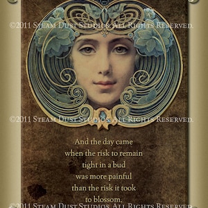 Anais Nin - Art Nouveau, Steampunk - Scrapbooking, Journal art, Card - 5x7" Digital Art - Instant Download, Digital Printable