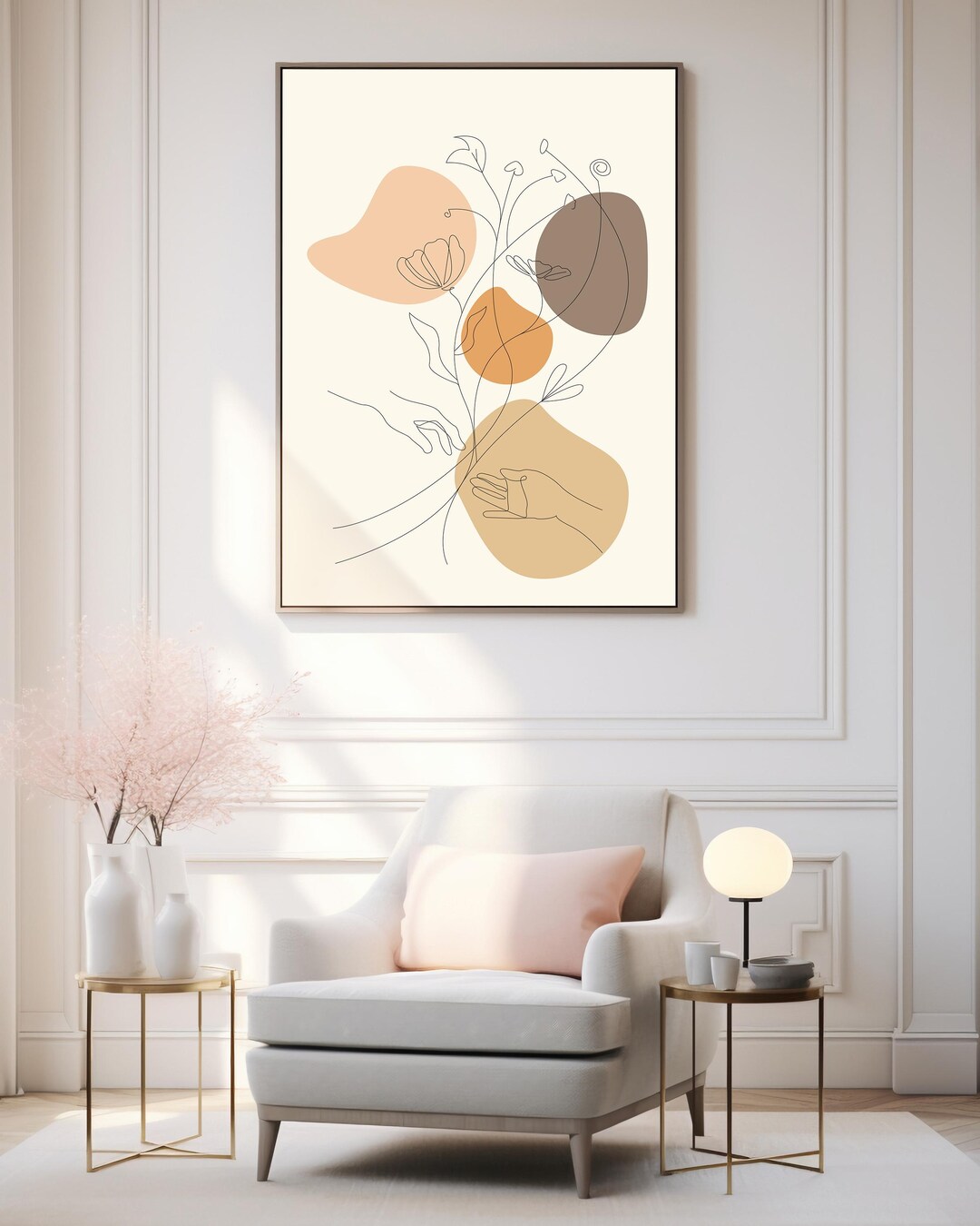 Minimal Floral Botanical Wall Art, Abstract Flower Line Art Print ...