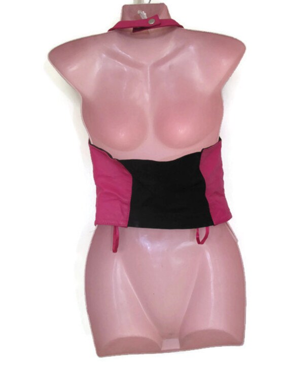 pink wilsons leather motorcycle halter vest mini … - image 4