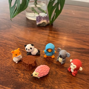 Iwako Eraser, Animal Eraser, Animal Miniature, Stationary Gift Set, Hamster Mini, Hedgehog Miniature, Panda Miniature, Back to School, Mouse