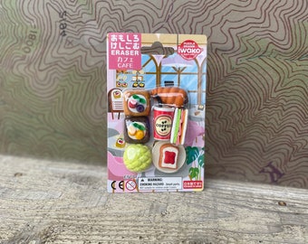 Set di gomme da mini caffè Gomma carina Gomma da cancellare Giappone Cibo Pasticceria Caffè Mini Gomma Gomma da sandwich Decorazione da scrivania unica Regalo per lui Set Giappone Iwako