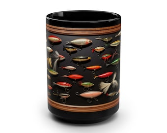 Taza con señuelo de pesca, idea de regalo para el Día del Padre, taza de pesca con mosca, regalo para papá, regalo para el Día del Padre, regalo para el esposo, regalo para el abuelo, regalos de pesca
