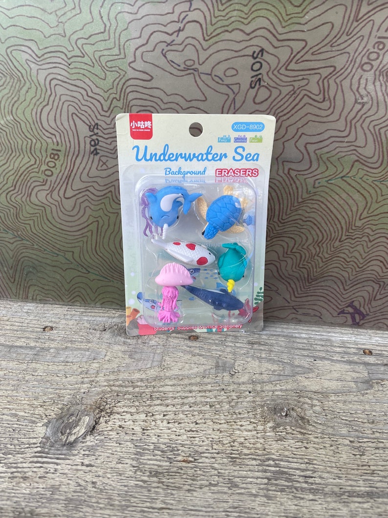 Ocean Mini Eraser Set Underwater Sea Narwhal Eraser Jellyfish Eraser