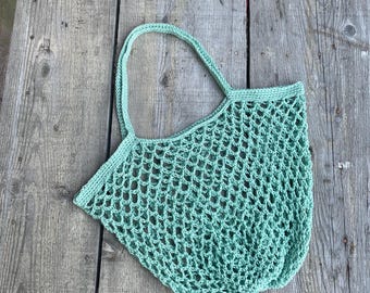 Crochet Market Bag, Bag Pattern, French Market Bag Crocheted, Net Grocery Bag, Crochet String Bag, Mesh Shoulder, French Market Bag Pattern