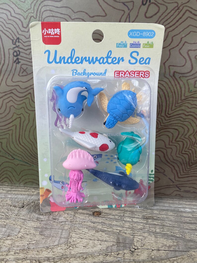 Ocean Mini Eraser Set Underwater Sea Narwhal Eraser Jellyfish Eraser
