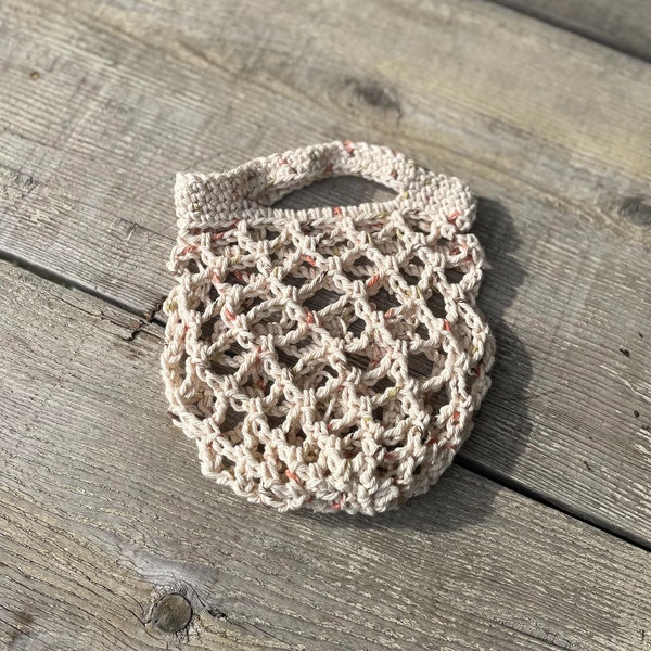 Small Crochet Grocery Bag pattern easy beginner pattern email delivery Produce Bag Farmers Market Bag Reusable Produce Emailed to You