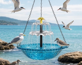 Hanging Solar Waterfall Bird Bath Tub, Outdoor Garden Bird Bath Tub, Eco-friendly Patio Decoration, Ideal Gift for Bird Lovers