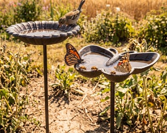 Wildlife Waterer Rain Catcher Garden Stake Bird Bath for Outside Bee Watering Station Butterfly Puddler Outdoor Decor Gardeners Gift Idea