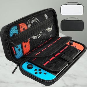 Bolsa de armazenamento para Nintendo Switch/OLED, estojo rígido para transporte com 20 compartimentos para jogos, bolsa protetora para console.