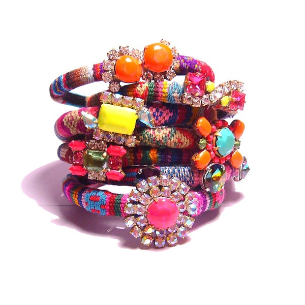 The ORIGINAL ss2012 Vintage Rhinestone Friendship Bracelet - Neon BOHO LUST (Pre Order) As seen on the BagHag Diaries