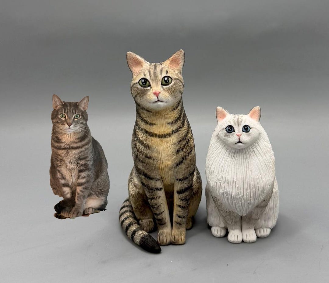 Custom Cat Figurine, Handmade Polymer Clay Pet Statue, Bobble Head Cake ...