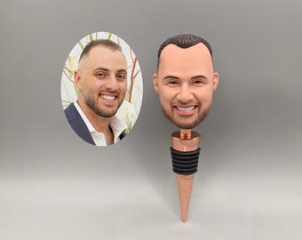 Personalized Face Wine Stopper | Custom Head Bottle Stopper , Funny Gift for Boyfriend, Husband, Dad, Wine Lover, Bachelor Party, Retirement