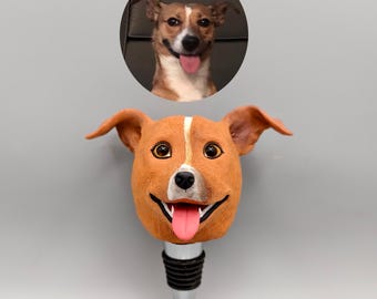 Personlig vinpropp för hund, anpassad flaskpropp med husdjurshuvud, handgjord vinpresent till hundälskare, inflyttningspresent