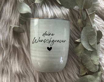 Gepersonaliseerde keramische mok | Handgemaakte mok zonder handvat | Cadeau voor Moederdag / Kerstmis / Leraren