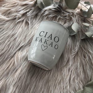 Mug en céramique personnalisé | Mug artisanal sans anse | Fête des Mères / Noël / Mug Ciao Cocoa