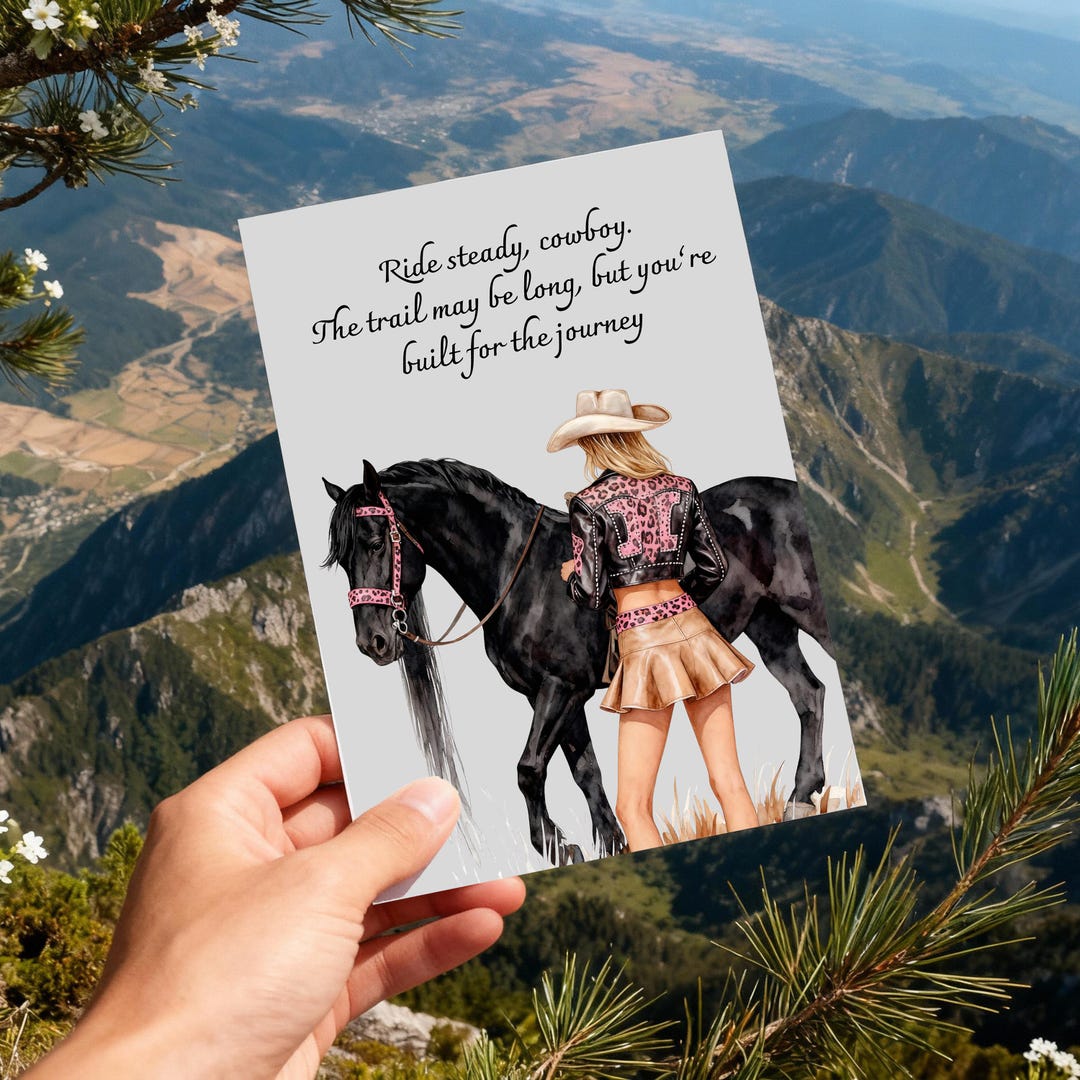 Printable Girly Cowboy Greeting Card, Outdoor Adventure Gift, Western ...
