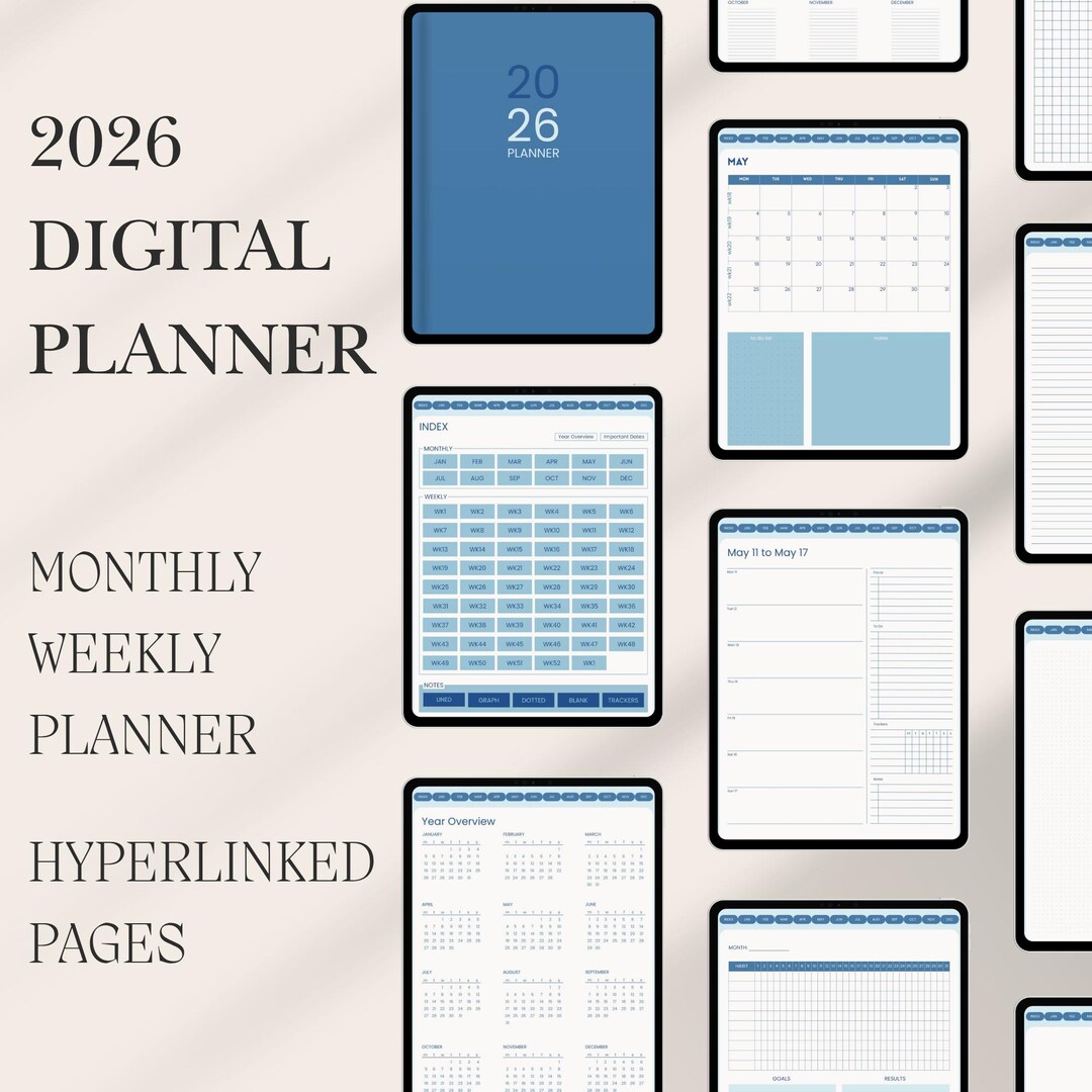 2026 Digital Blue Planner for Goodnotes & Notability - Etsy