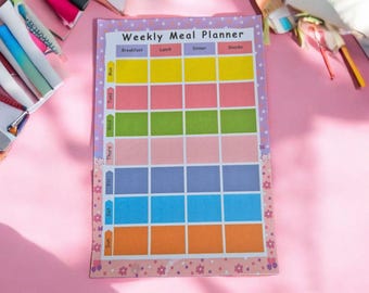 Purple Floral Weekly Meal Planner Notepad 13 x 20 cm