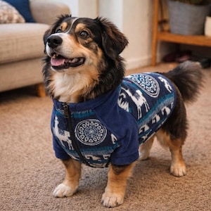 Handmade Dog Poncho Sweater – Boho tribal  Dog Jacket, Zippered Winter Coat