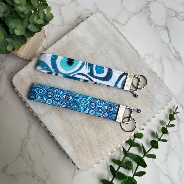 Fabric Wristlet Keychains, Greek Keychain, Evil Eye Keychain, Mati Keychain, Evil Eye Wristlet, Evil Eye Accessories, Greek Mati wristlet