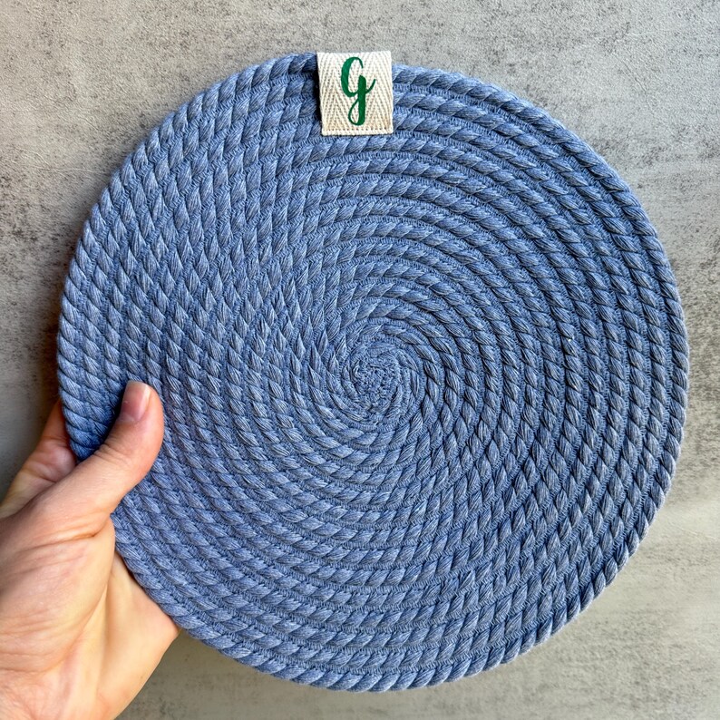 Personalized 9 inch rope trivets, candle mat, teapot mat, table mat, table centerpiece decor, custom trivets, candle rug, decorative trivets