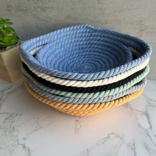 Small Decorative Tray, Rope trays, rope basket with handles, Table Decor, jewelry dish, Market display, unique photo prop, housewarming gift