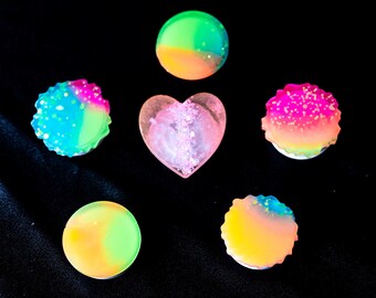 Glow in Dark Resin Phone Grip | UV Reactive Pastel Neon Stand Accessory