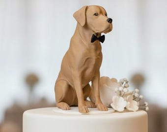 Statuetta 3D personalizzabile per decorazione torta nuziale a forma di Labrador Retriever.