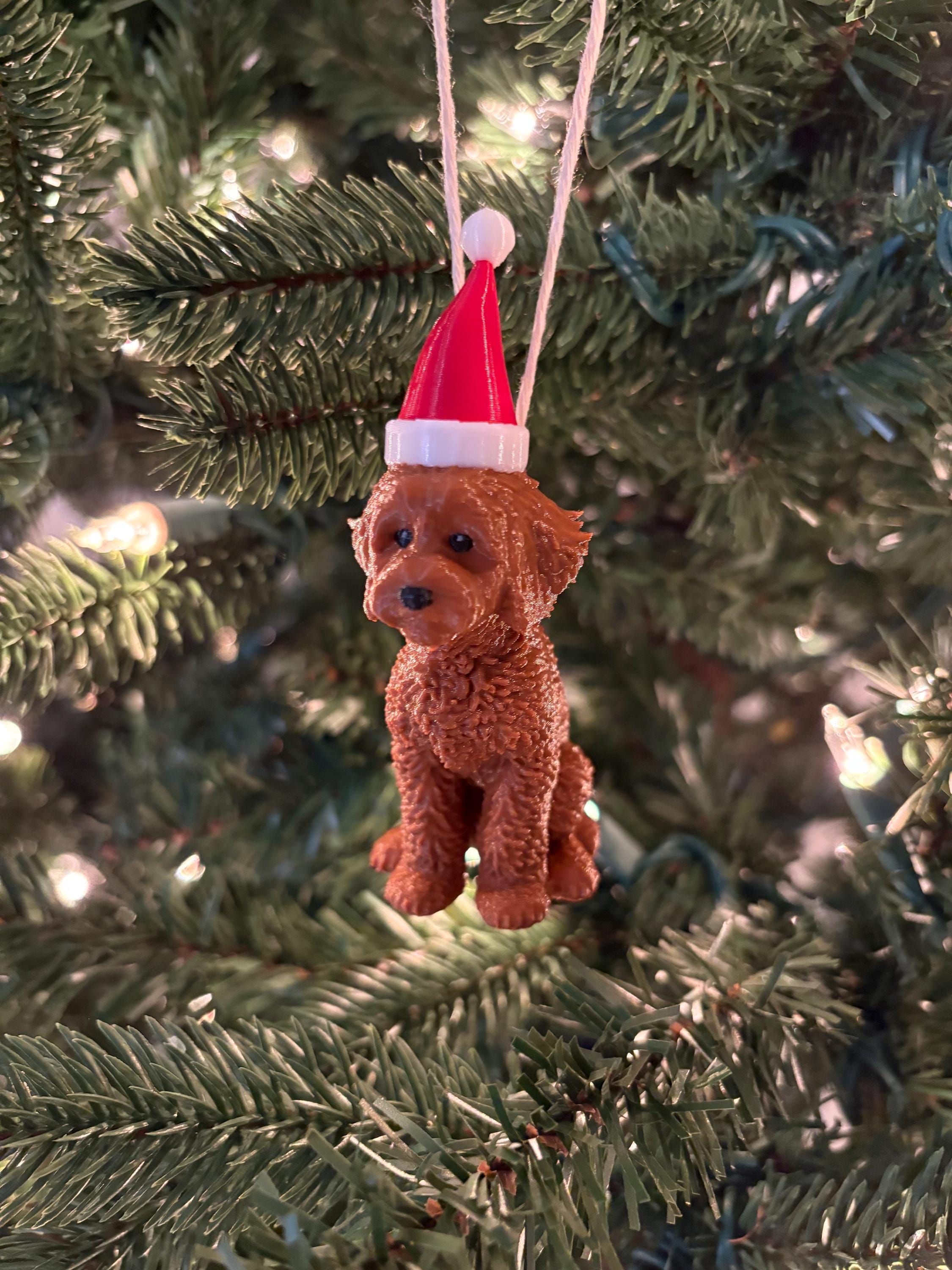 3D Goldendoodle Labradoodle Dog With Santa Hat Christmas Ornament - Etsy