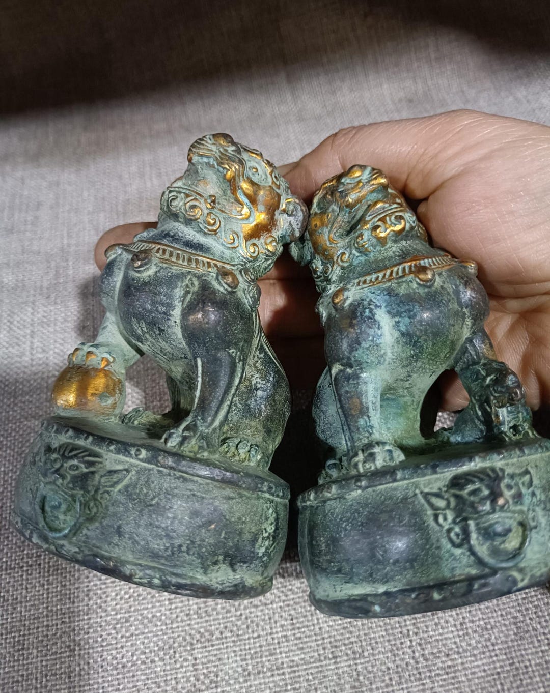 A Pair Vintage Brass Carved Lion Statue - Etsy