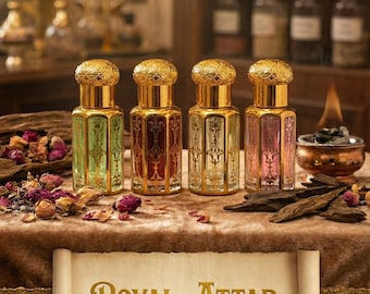 Royal Attar Perfume Oil Collection, Indian Fragrance Gift Set for Valentines