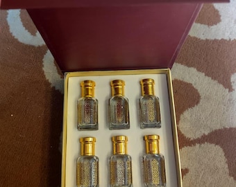 Desert Moon Attar Set | 6 arabische Parfümöle | Alkoholfreier Roll-on in Geschenkverpackung | Luxuriöse Unisex-Duftkollektion | Handgefertigt in Indien
