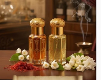 Saffron & Mogra Attar Alcohol Free | Exotic Jasmine Oil Perfume | Long Lasting Halal Fragrance