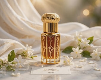 Jasmin Absolue Attar | Natürliches Parfümöl | Alkoholfreier, blumiger Duft | Handgefertigter, langanhaltender Roll-On | Aromatherapie-Geschenk für Damen und Herren