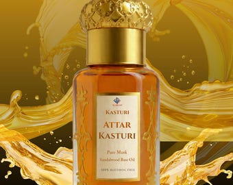 Aceite de almizcle Kasturi Attar / Aceite Attar sin alcohol / Fragancia Halal de larga duración / Attar natural indio en roll-on / Aceite de perfume de lujo unisex