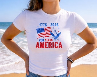 Sequin 1776-2026 America 250 Years Patriotic Baby Tee, 4th of July Shirt
