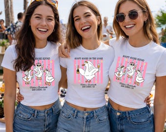 Goofy Goose Squad Baby Tee, Customized Bachelorette Party Goose Shirt