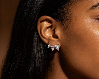 Sparkling Pear Rose Gold Stud Earrings